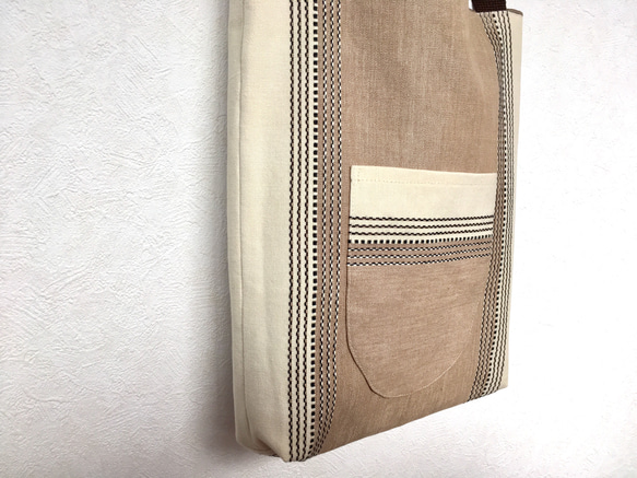 ＜通勤通学のサブバッグに＞インド綿のトートバッグ　(A4ファイル) 2枚目の画像