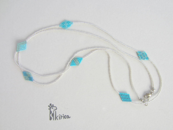 青いデリカダイヤのネックレス＆ブレスレット(#471)(受注製作) 5枚目の画像