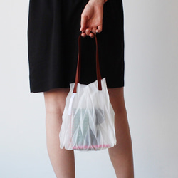 超軽量！zero：Pleats bag - S（ヘリンボーン）：プリーツ　バッグ　軽い　透ける 1枚目の画像