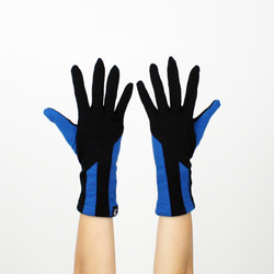 % PERCENT スマホ対応 手袋（ブラック・ブルー）女性用・ウール１００%・タッチパネル対応・縫製手袋 1枚目の画像