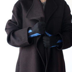 % PERCENT スマホ対応 手袋（ブラック・ブルー）女性用・ウール１００%・タッチパネル対応・縫製手袋 8枚目の画像
