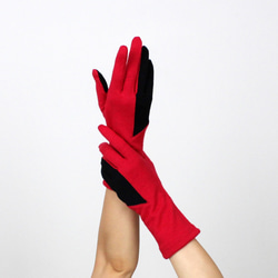 % PERCENT スマホ対応 手袋（レッド・ブラック）女性用・ウール１００%・タッチパネル対応・縫製手袋 1枚目の画像