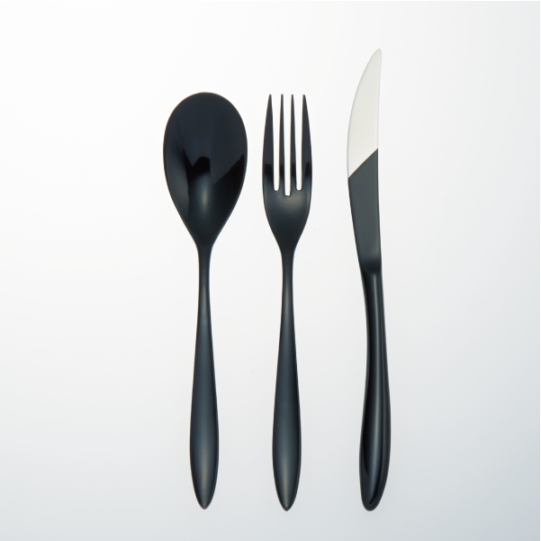 KOKU 木曽漆器のカトラリー：漆黒（しっこく）３本セット 黒