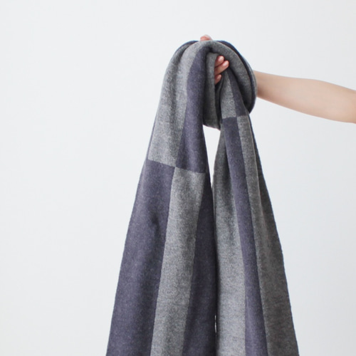 マフラー （ネイビー・グレー）% PERCENT リバーシブル・セルフ