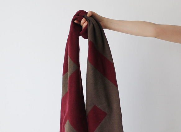 PERCENT マフラー （ワインレッド・ブラウン）リバーシブル・セルフ