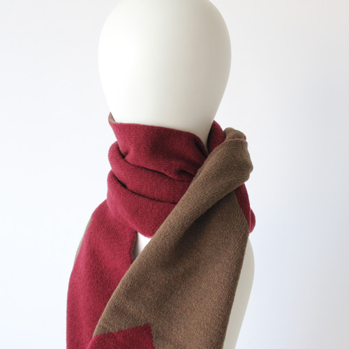 リバーシブル マフラー ワインレッド ピンク リバーシブル マフラー ワインレッド ピンク