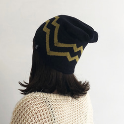 % PERCENT ニット帽（ブラック・イエロー）リバーシブル・セルフヒーター・男女兼用・ギフト箱付 3枚目の画像