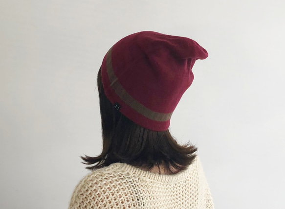 % PERCENT ニット帽（ワインレッド・ブラウン）リバーシブル・セルフヒーター・男女兼用・ギフト箱付 3枚目の画像