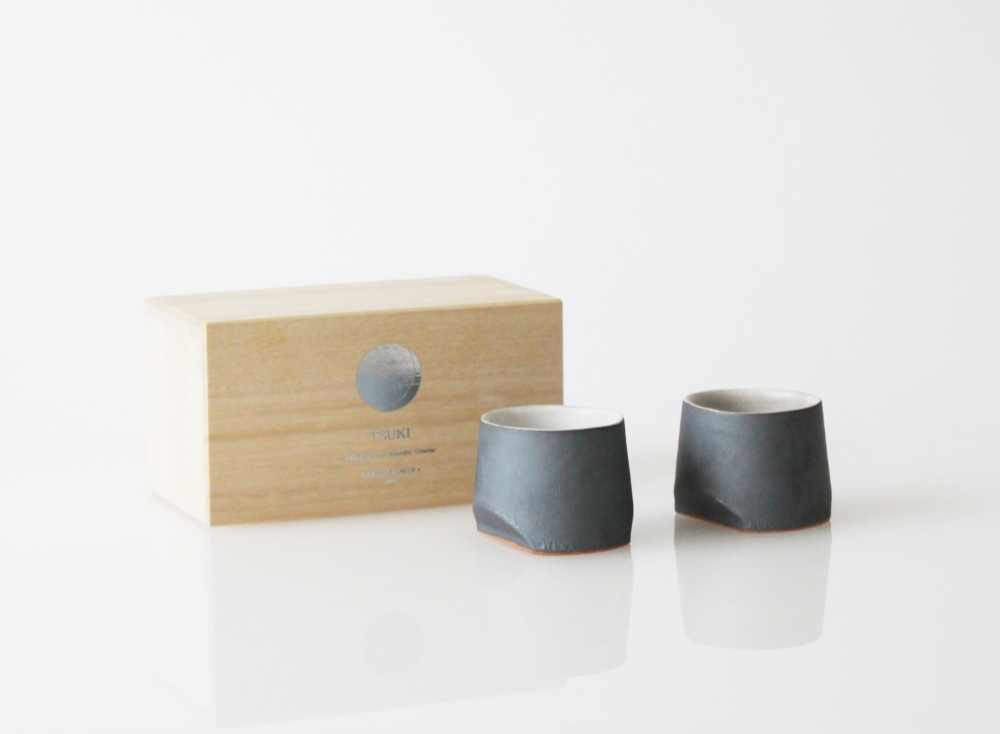 TSUKI （YUKI）カップ４５（瓦食器・ぐい呑み・日本酒）ギフトセット 桐箱入