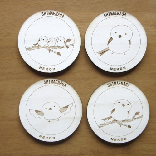 シマエナガのコースター4枚セット その他インテリア雑貨 NEKO3 通販