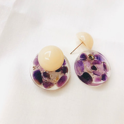 2月の誕生石シリーズ-アメジストの耳ピンは2つのイヤリングで着用可能 3枚目の画像