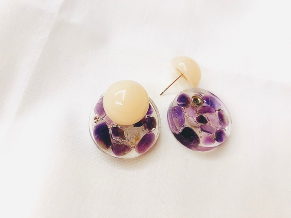 2月 誕生石系列 - 紫水晶 耳針可兩戴耳環 第3張的照片