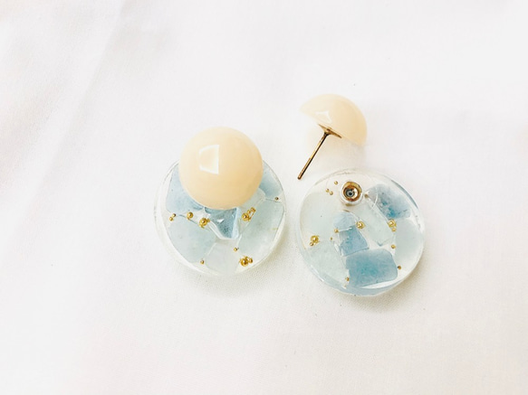 3月 誕生石系列 - 海水藍寳 耳針可兩戴耳環 第3張的照片