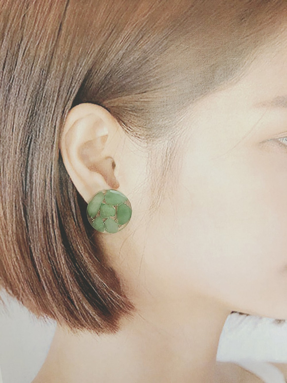 5月 誕生石系列 - 綠玉  耳夾 / 耳針耳環 第4張的照片