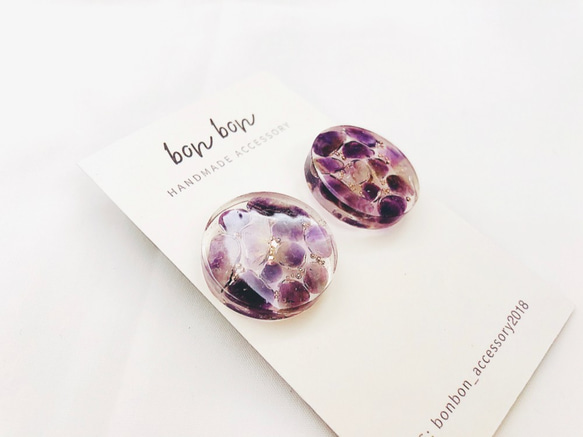 2月 誕生石系列 - 紫水晶  耳夾 / 耳針耳環 第2張的照片