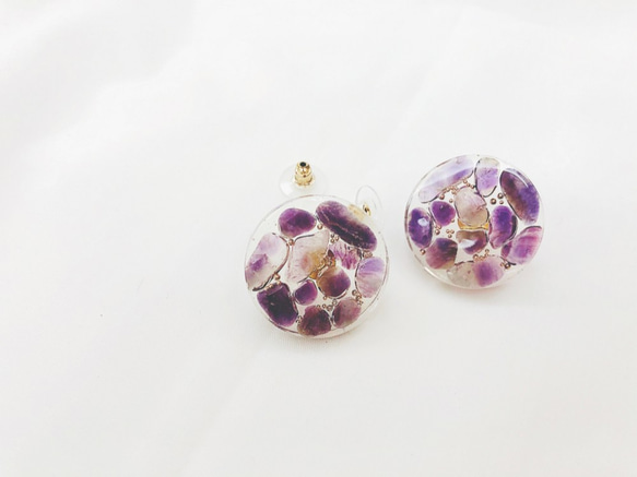 2月 誕生石系列 - 紫水晶  耳夾 / 耳針耳環 第3張的照片