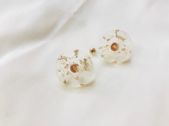 【85折】4月 誕生石系列 - 白水晶 耳針耳環 第3張的照片