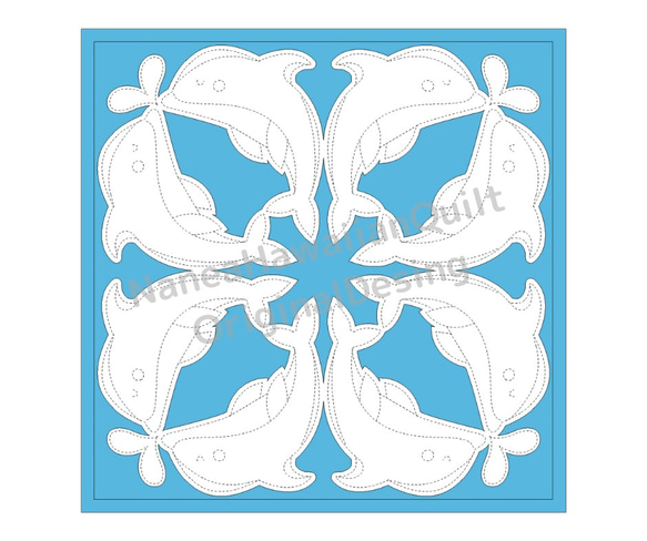 型紙）クッションカバー／イルカ(45cm）ハワイアンキルト 編み図