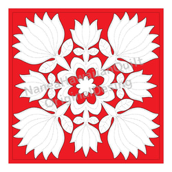 型紙）クッションカバー／レフア(45cm）ハワイアンキルト 編み図