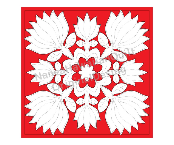 型紙）クッションカバー／レフア(45cm）ハワイアンキルト 編み図