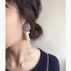 glen check*tassel pierce/earring 2枚目の画像