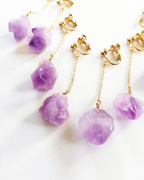 amethyst rafurock swing earring 2枚目の画像