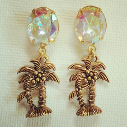 Vintage Palmtree crystal earring 2枚目の画像