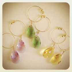 ★price down↓¥300↓★drop earring(forest green) 2枚目の画像