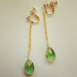 ★price down↓¥300↓★drop earring(forest green) 3枚目の画像