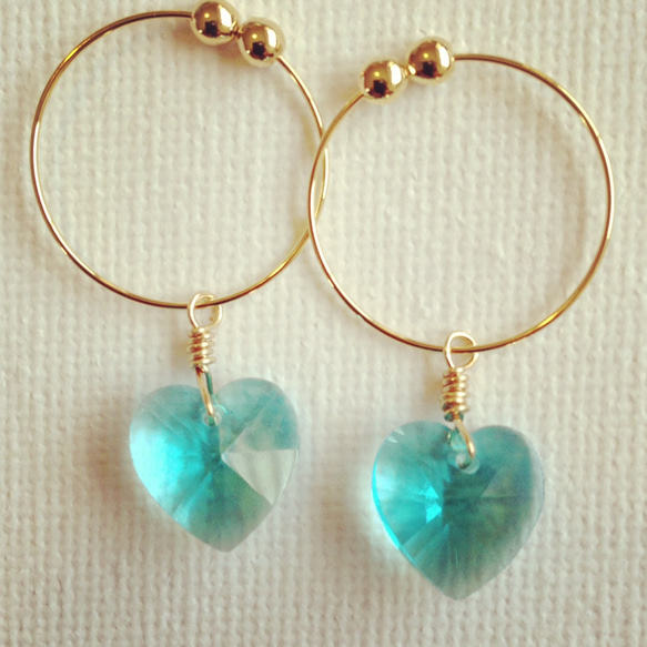 ★SALE★glass heart earring(light blue) 1枚目の画像