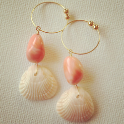 shell＊coral earring 1枚目の画像