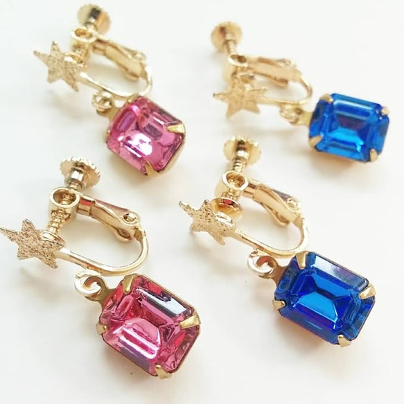 Vintage SWAROVSKI earring ブルー 1枚目の画像