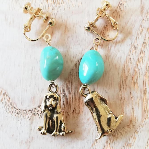 cute puppy♡turquoiseピアス 2枚目の画像