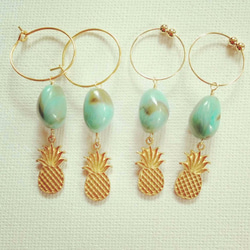 pineapple turquoise earring 2枚目の画像