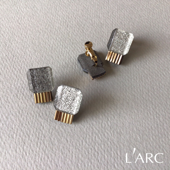 squared silver pierce/イヤリング対応可 L'ARC 3枚目の画像
