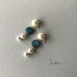 vintage pearl & glass pierce /L'arc イヤリング対応可 1枚目の画像