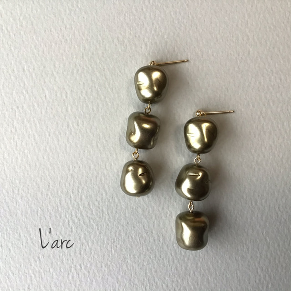 baroque glass pearl pierce /イヤリング対応可 L'arc 1枚目の画像