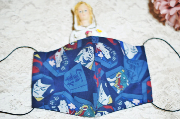 おしゃれな人のためのこだわり布マスク★浮世絵と将棋の和柄 1枚目の画像