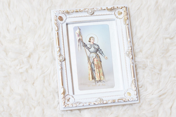 ジャンヌダルクの聖画フォトフレーム ホワイト 1枚目の画像