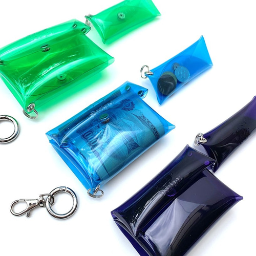 全11色 セパレートミニ財布 3つ折り財布 小銭入れ 彩り添えるクリアPVC