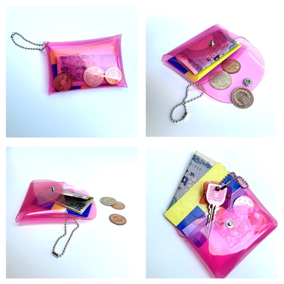 全11色 レター 財布 ジャスト コンパクト財布 クリア 透明 彩り添えるPVC acp pst Creema店 6枚目の画像