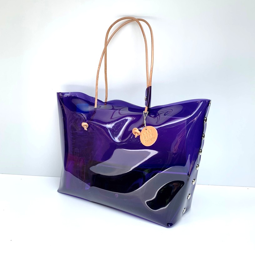 ブラック　ナイロントートバッグ クリアハンドル ブラック透明 トレンド ビーチ クリア バッグ ポケット付き