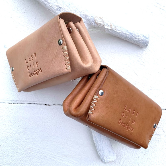 アコーディオン財布 お札が折れない ミニ財布 牛革 レザー ヌメ革 本革 日々を刻む日記帳nfl hnd Creema店 4枚目の画像