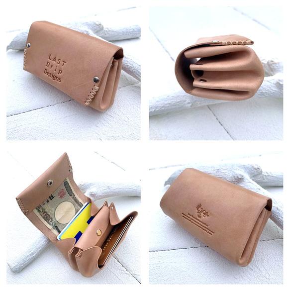 アコーディオン財布 お札が折れない ミニ財布 牛革 レザー ヌメ革 本革 日々を刻む日記帳nfl hnd Creema店 7枚目の画像