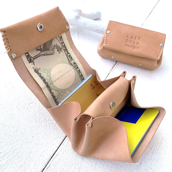 アコーディオン財布 お札が折れない ミニ財布 牛革 レザー ヌメ革 本革 日々を刻む日記帳nfl hnd Creema店 9枚目の画像