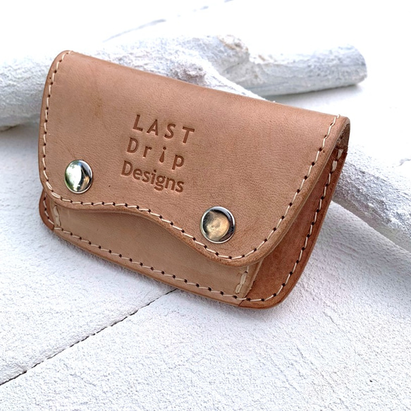 ハーフムーンウォレット ミニ財布 小銭入れ 牛革 レザー ヌメ革 本革 日々を刻む日記帳 nfl pst Creema店 3枚目の画像