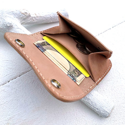 ハーフムーンウォレット ミニ財布 小銭入れ 牛革 レザー ヌメ革 本革 日々を刻む日記帳 nfl pst Creema店 2枚目の画像