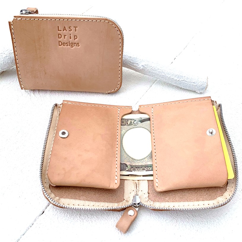 お札を折らない財布 L字財布 ノーマル 牛革 レザー ヌメ革 本革 日々を刻む日記帳 nfl pst Creema店