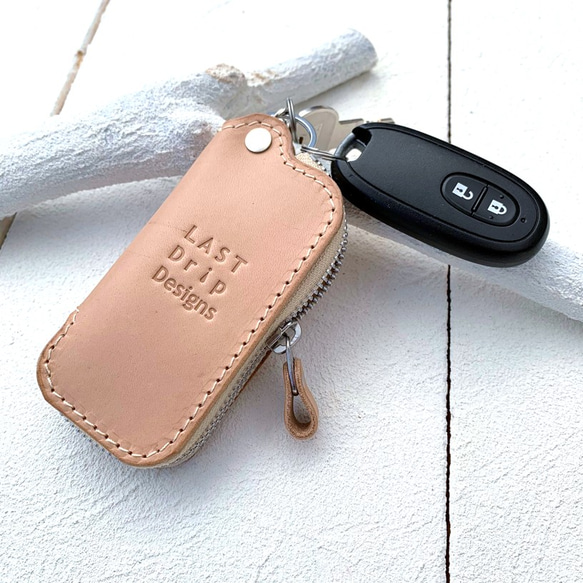 J字 キーケース スリム スマートキー 牛革 レザー ヌメ革 本革 日々を刻む日記帳 nfl pst Creema店 1枚目の画像