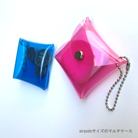 全11色 airpods マルチケース ポーチ クリア 透明 彩り添えるPVC acp pst Creema店 3枚目の画像